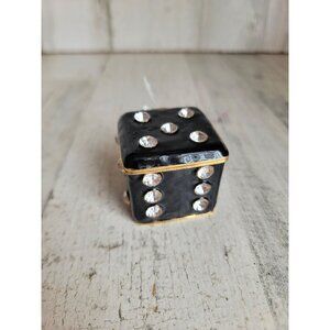 Kalifano‎ black dice die jewelry trinket box collectible decor